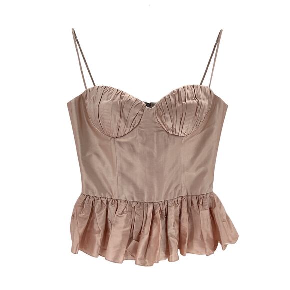 Rozie Corsets Pink Silk Satin Peplum Corset Top Size 40 - Picture 1 of 3